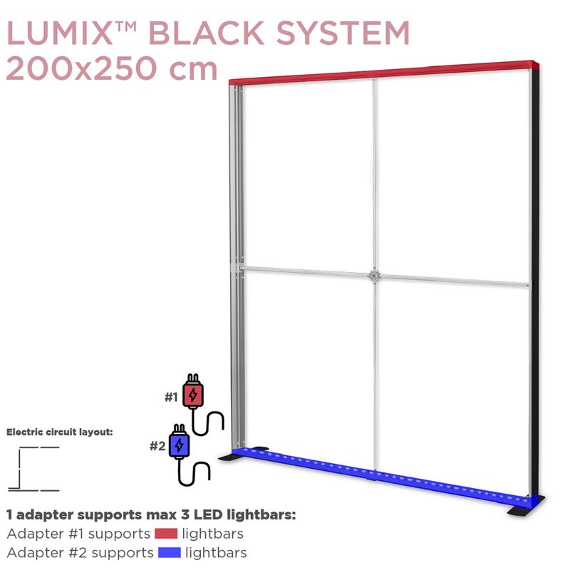 LUMIX BLACK 200 SEG Standrahmen mit LED, 200x250cm