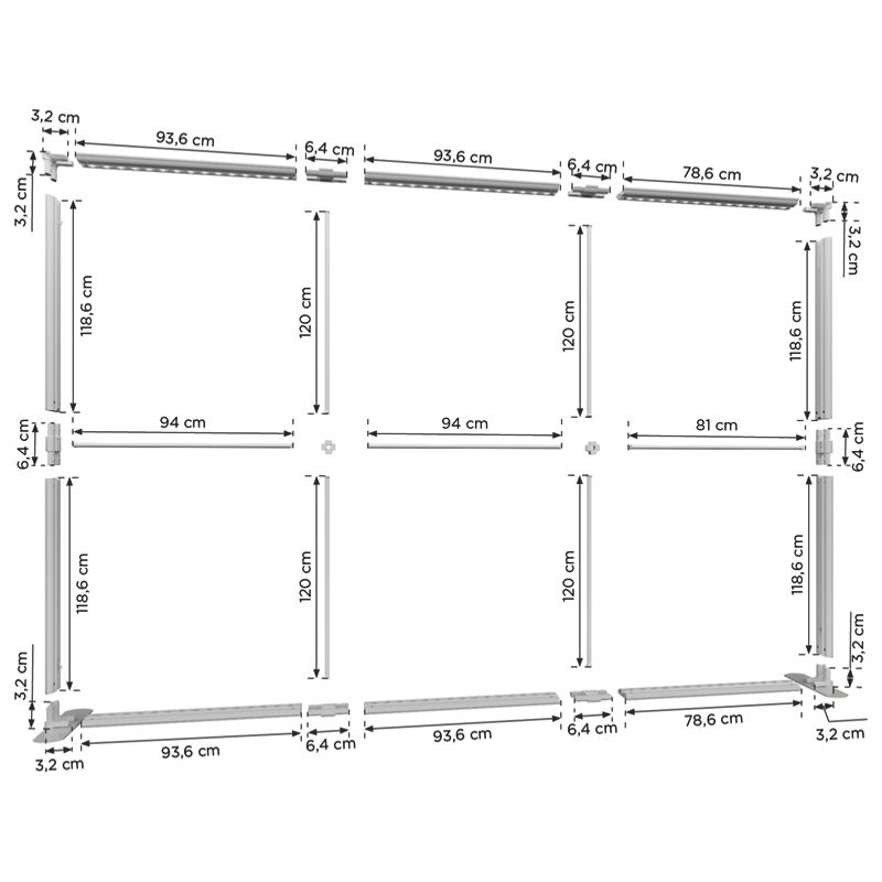 Lumix 285, SEG Rahmensystem, Abmessungen