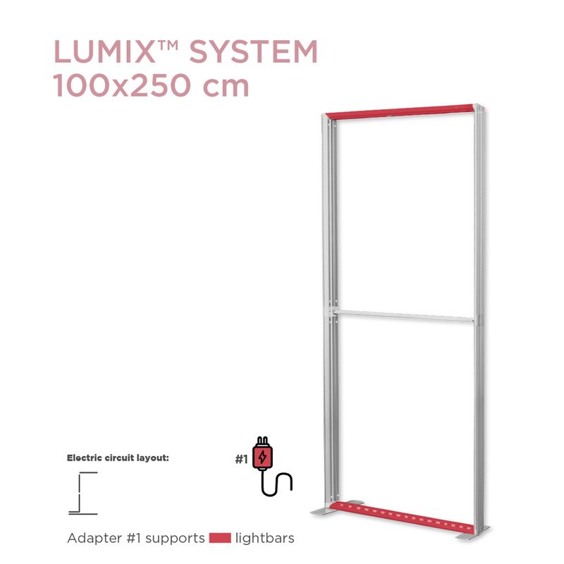 LUMIX 100 SEG Standrahmen mit LED, 100x250cm